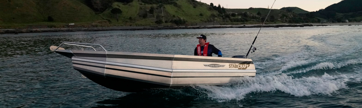  Man riding in a 2018 Stabicraft Explorer 1410 boat